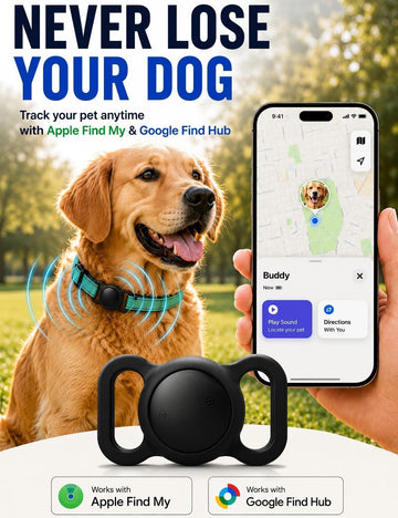 GPS Tracker For Dogs IOS & Android - No Subscription Dog GPS Tracker Collar Smart Cat Real-Time Activity Tracker, Works With Google Find Hub & Apple Find My App, Anti-Lost For Pet Items Kitten