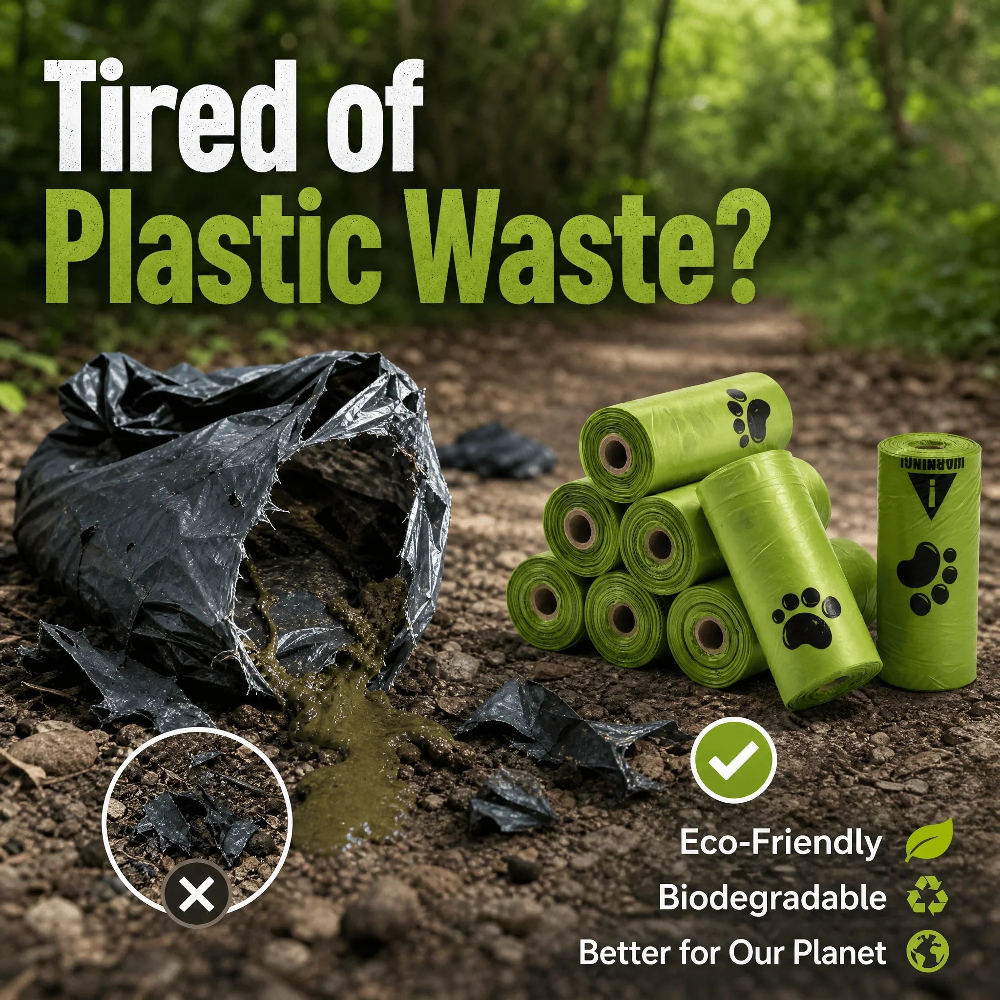 10Rolls Biodegradable Dog Poop Bags Eco‑Friendly Compostable Pet Waste Bags Thick Leak‑Proof Puppy Poop Bags for Dog Walking Outdoor Travel