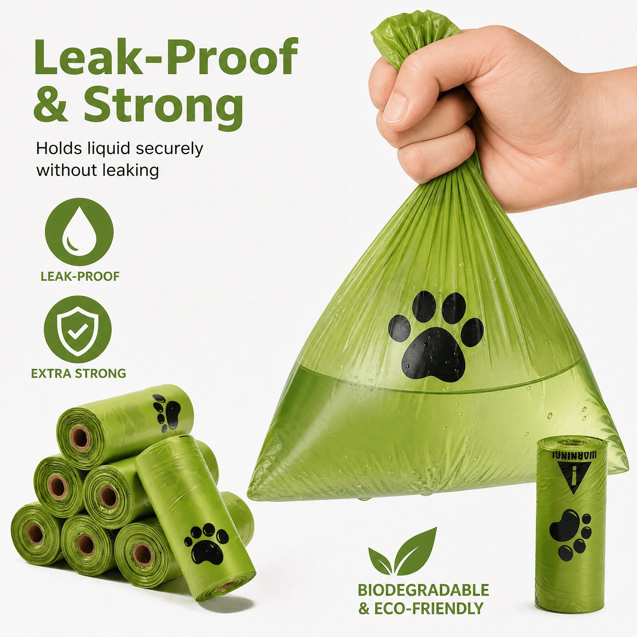10Rolls Biodegradable Dog Poop Bags Eco‑Friendly Compostable Pet Waste Bags Thick Leak‑Proof Puppy Poop Bags for Dog Walking Outdoor Travel